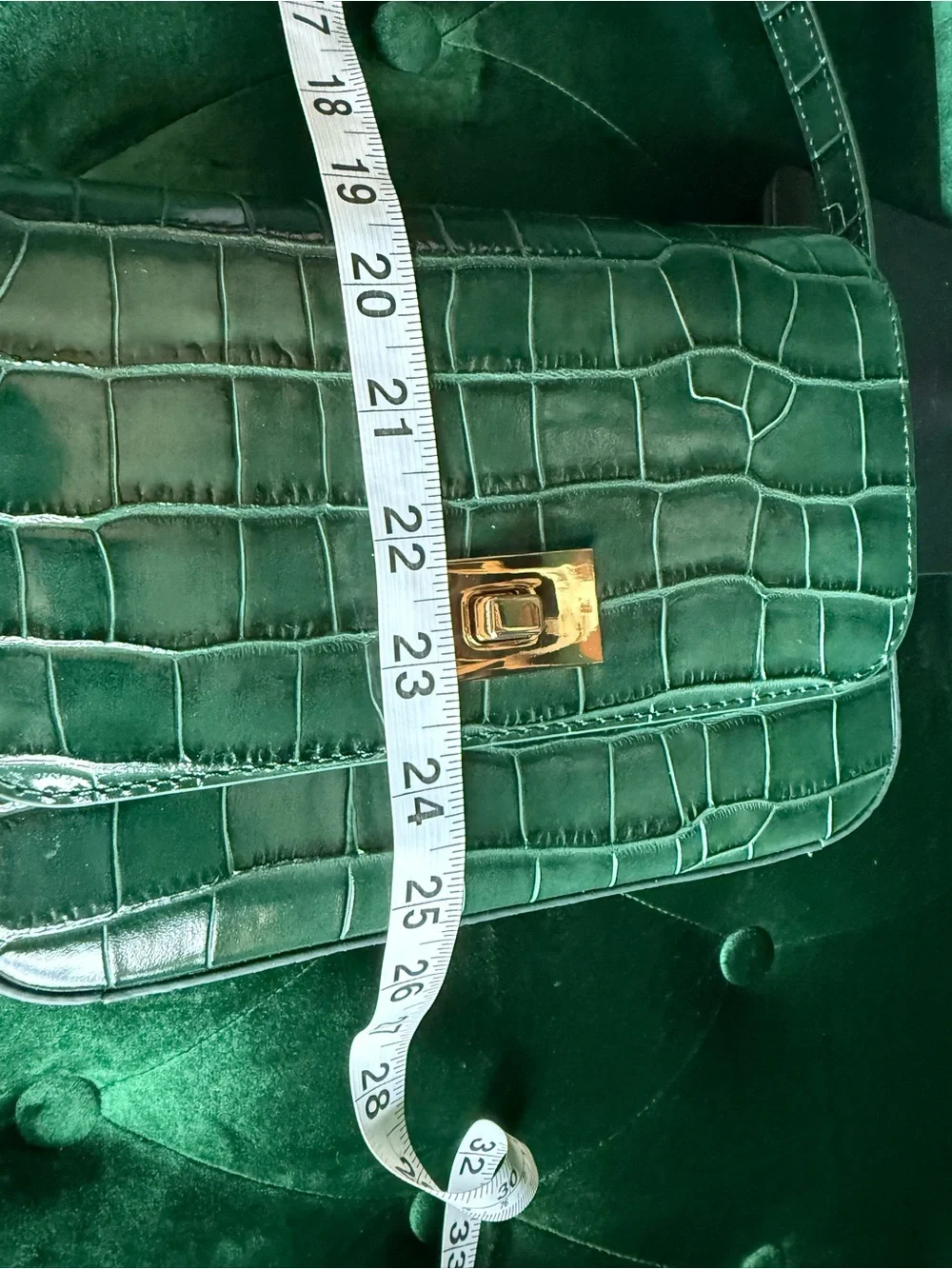 J.Crew Edie Old Forest Green Croc Embossed Italian Leather Crossbody NWT